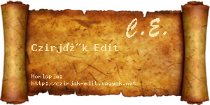 Czirják Edit névjegykártya